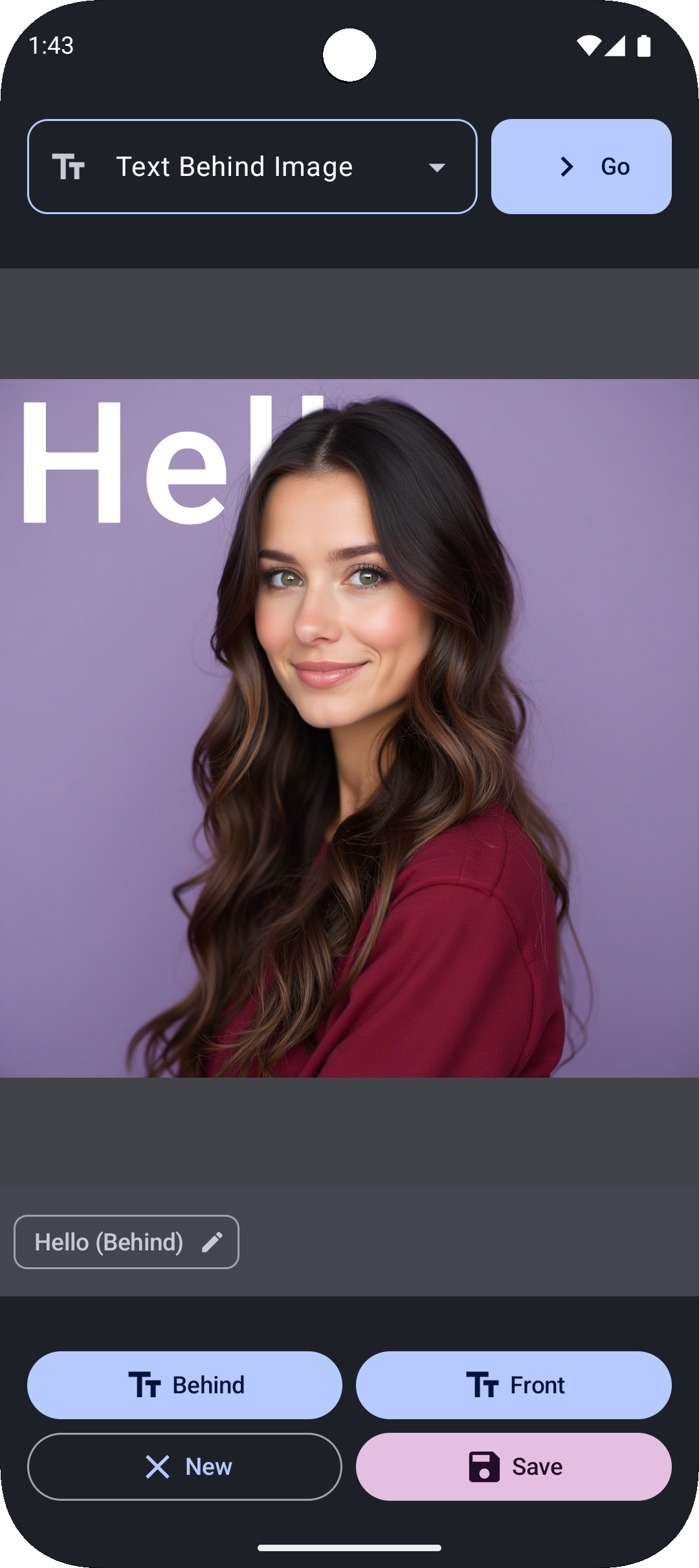Text Behind Image - Android app media 3