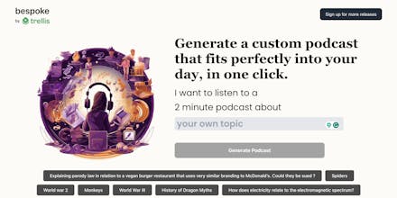 Bespoke AI host, Matilda, transforms interests into podcasts with a simple button press.