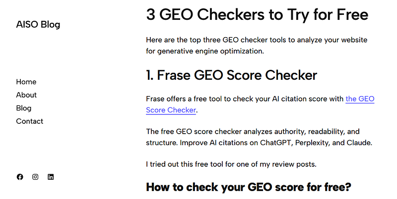 AISO Blog - Screenshot 2 showing product features and functionality
