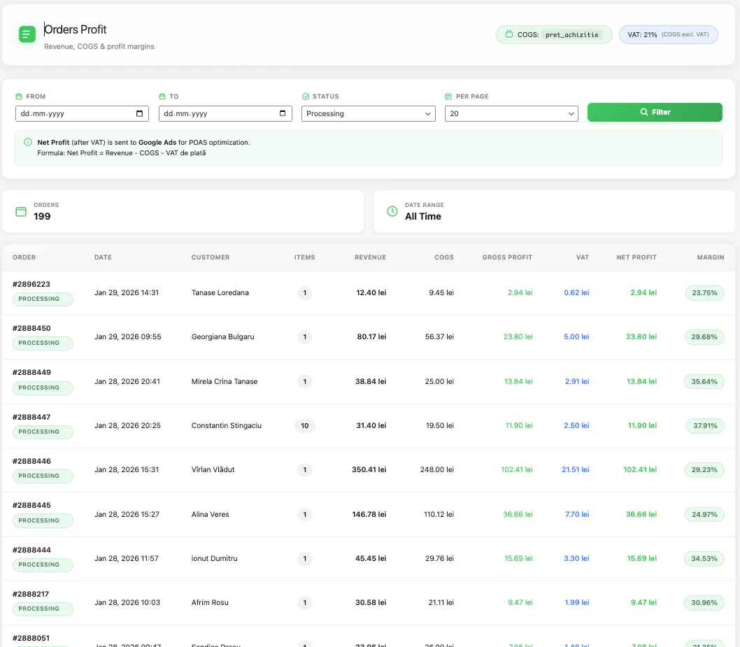 WooTrack - POAS Plugin for WooCommerce screenshot 4