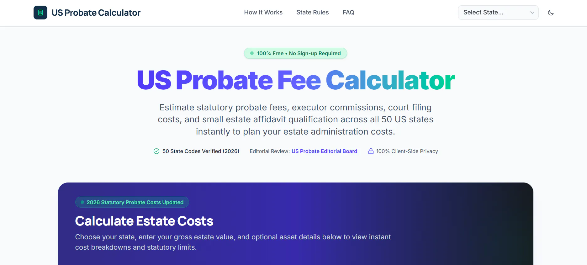 US Probate Calculator gallery image