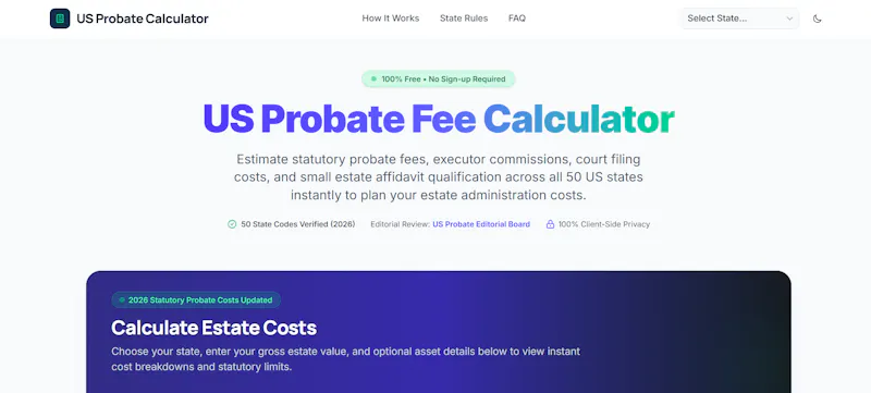 US Probate Calculator screenshot 1