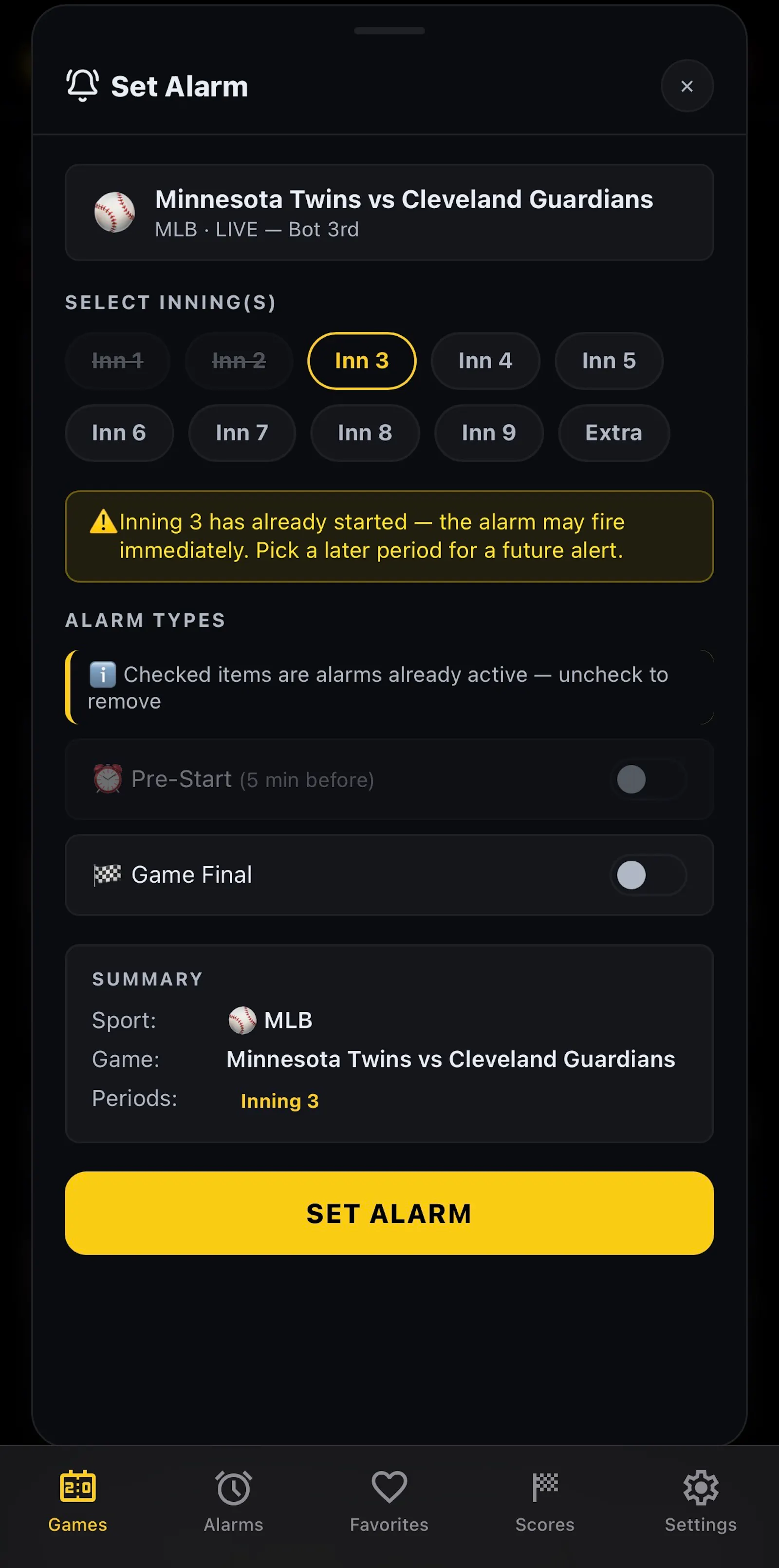 Sports Alarm screenshot 3