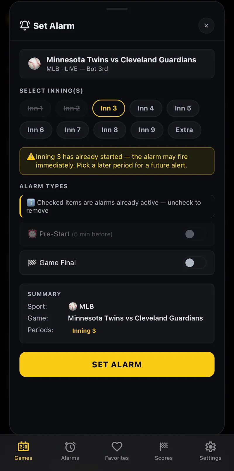 Sports Alarm screenshot 3