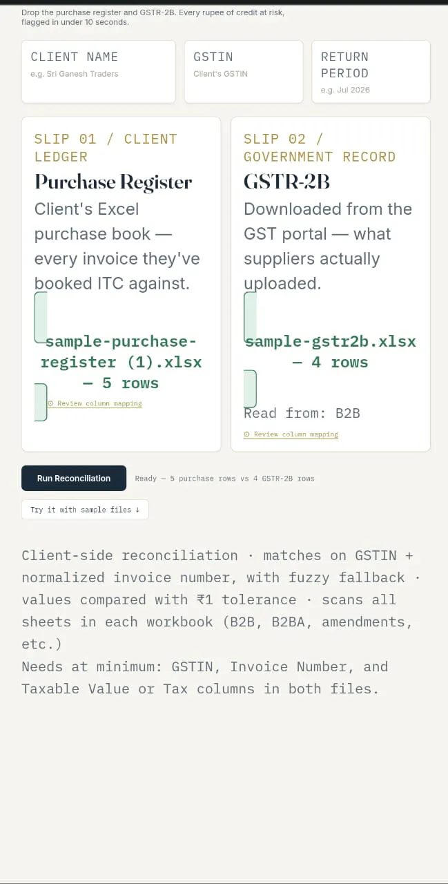 GSTR-2B Miss Match Detector gallery image