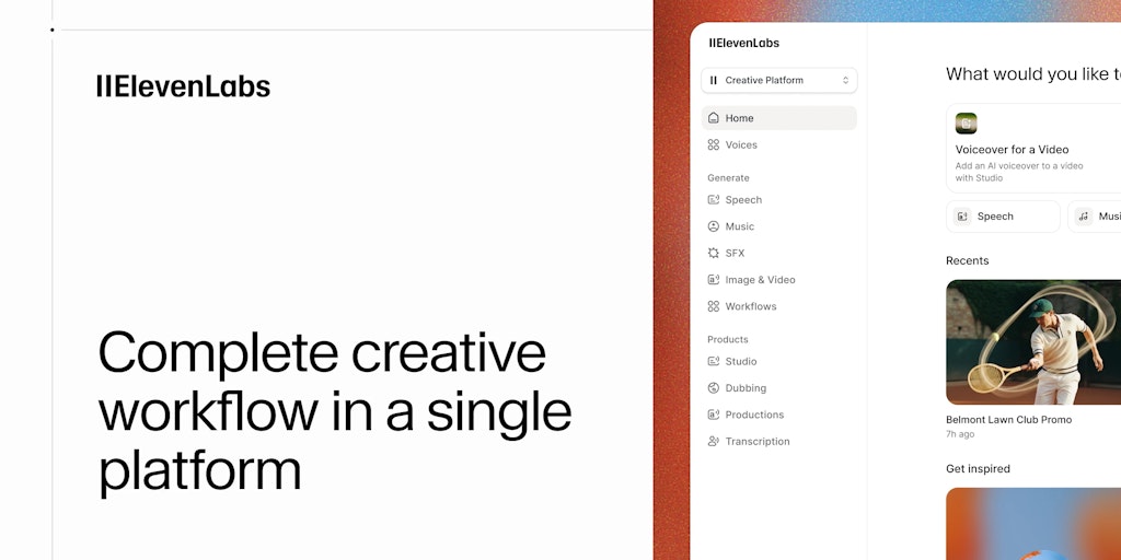 ElevenCreative by ElevenLabs: The AI creative platform to bring your content to life | Product Hunt
