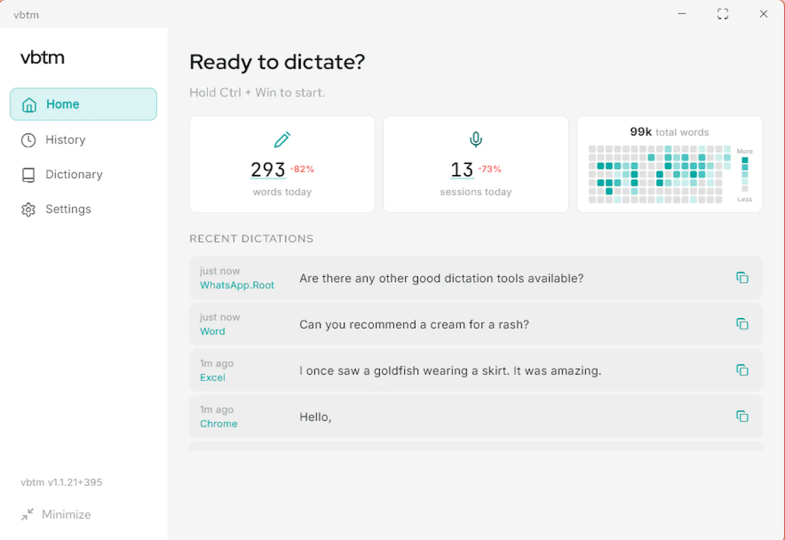 Verbatim screenshot 1