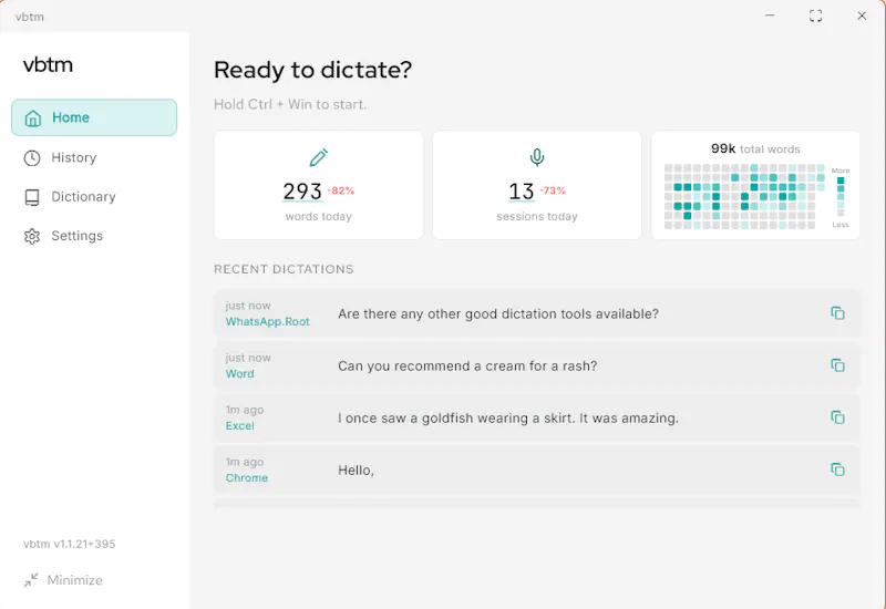 Verbatim screenshot 1