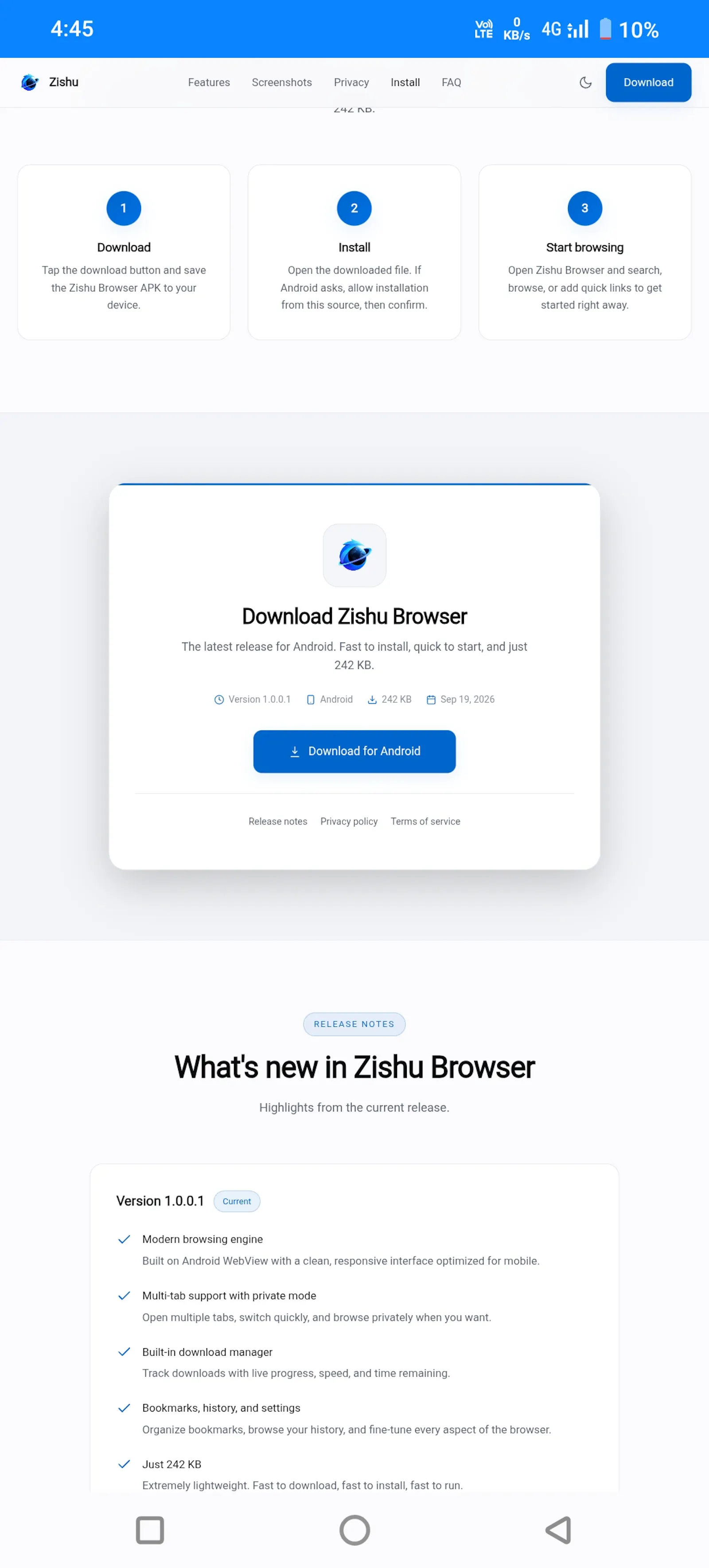 Zishu Browser - Fast, private browsing screenshot 8