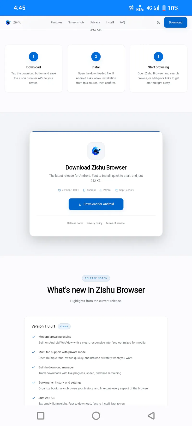 Zishu Browser - Fast, private browsing screenshot 8