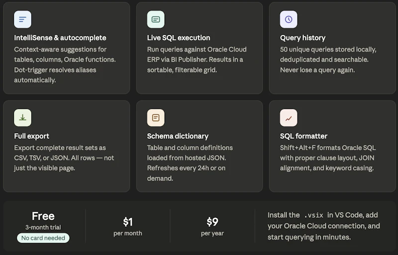 FuiSQL — Oracle Cloud ERP Query Tool screenshot 3
