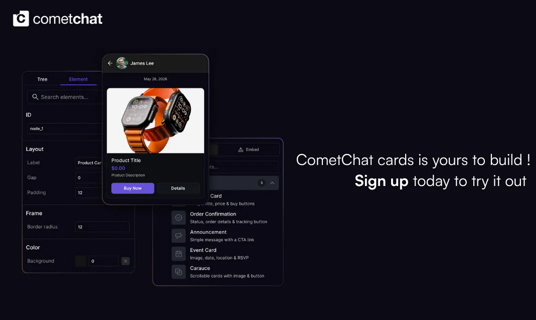 Interactive card messages for chat gallery image
