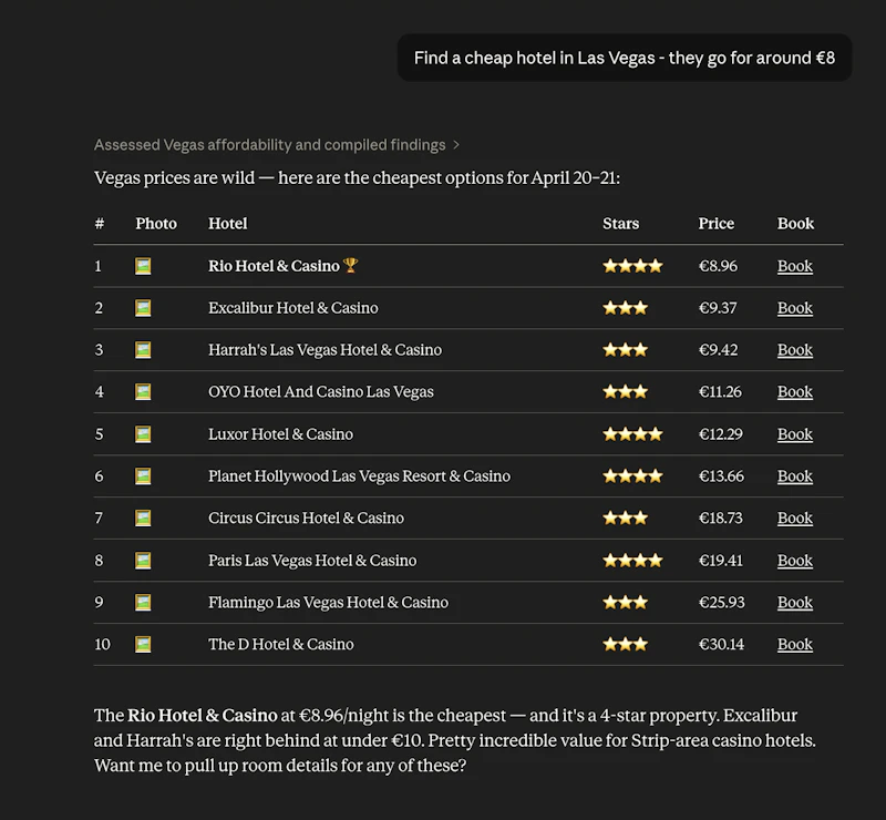 Trip1 MCP + x402 screenshot 2