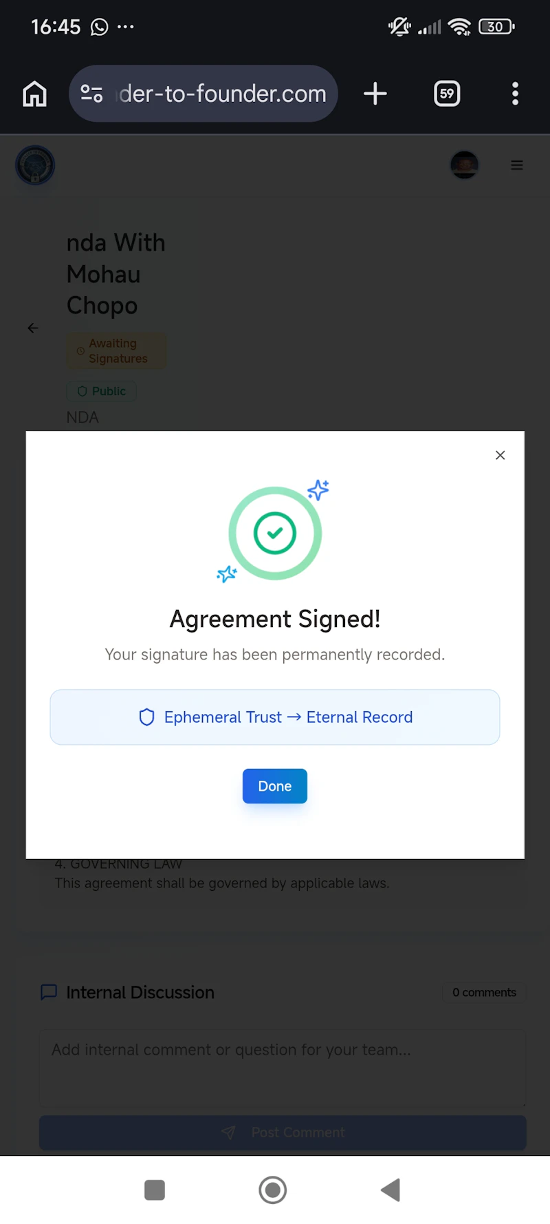 Founder to Founder (zap NDA) screenshot 3