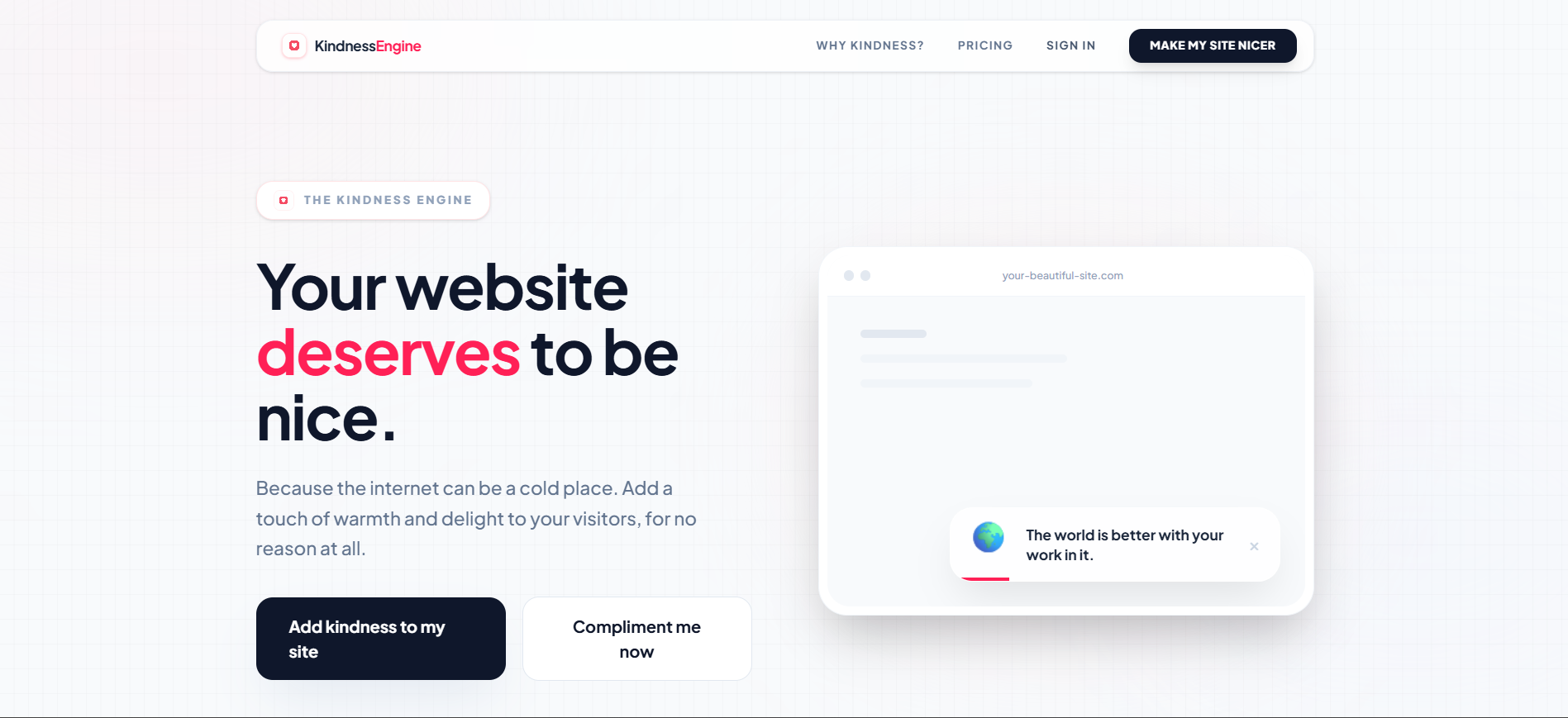 KindnessEngine - Main product screenshot demonstrating key features and user interface