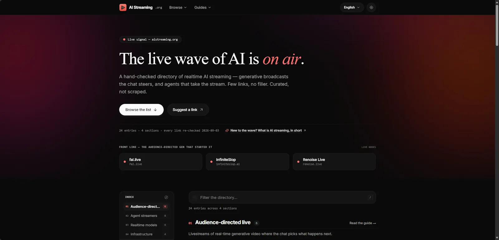 AI Streaming Directory screenshot 1