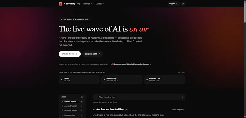 AI Streaming Directory screenshot 1