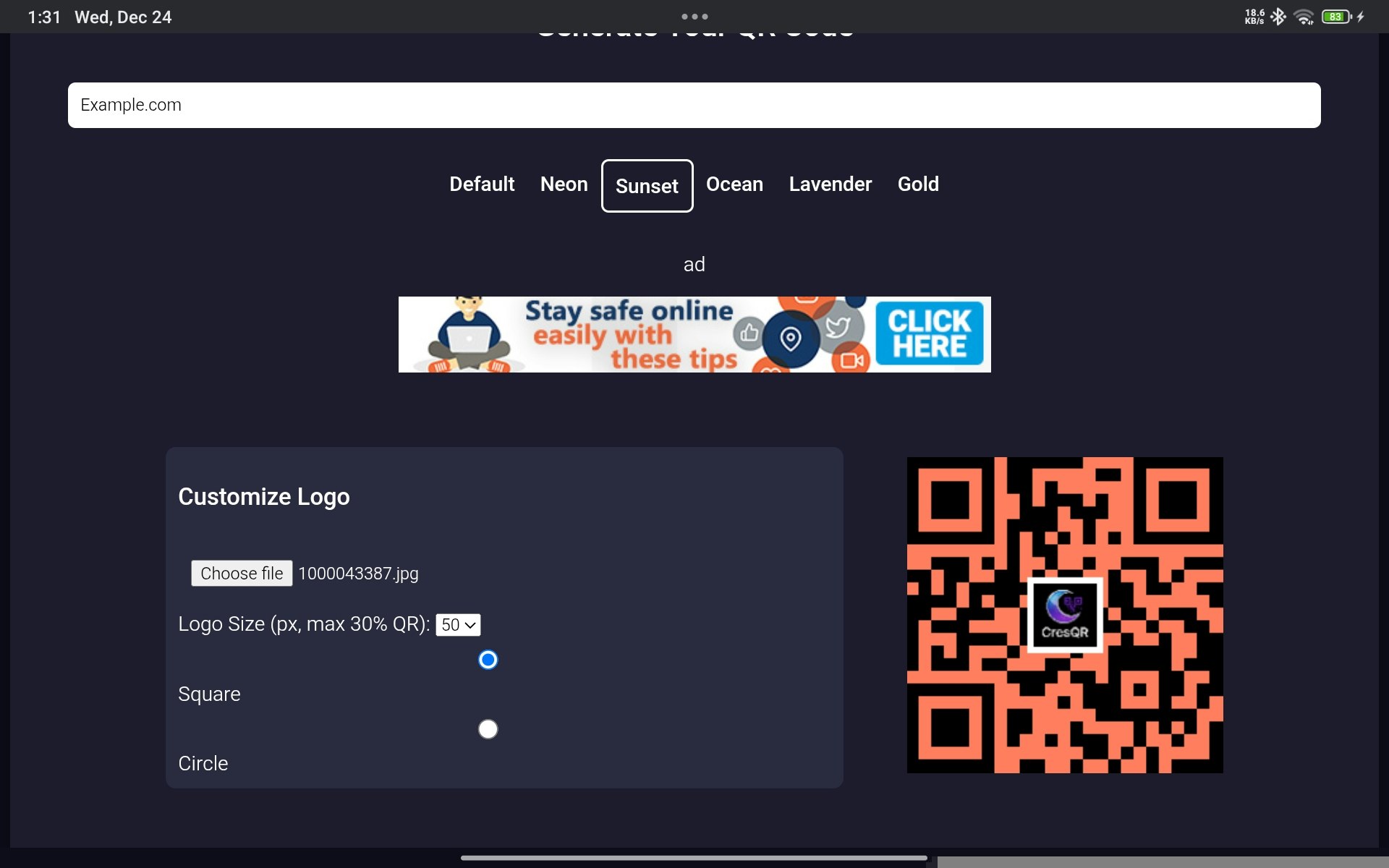 CresQR - Screenshot 5 showing product features and functionality
