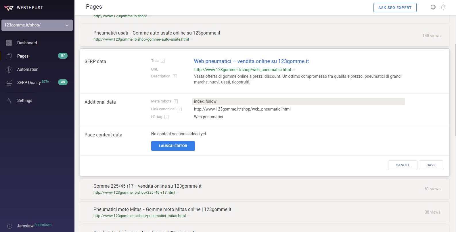 Webthrust SEO Tool gallery image