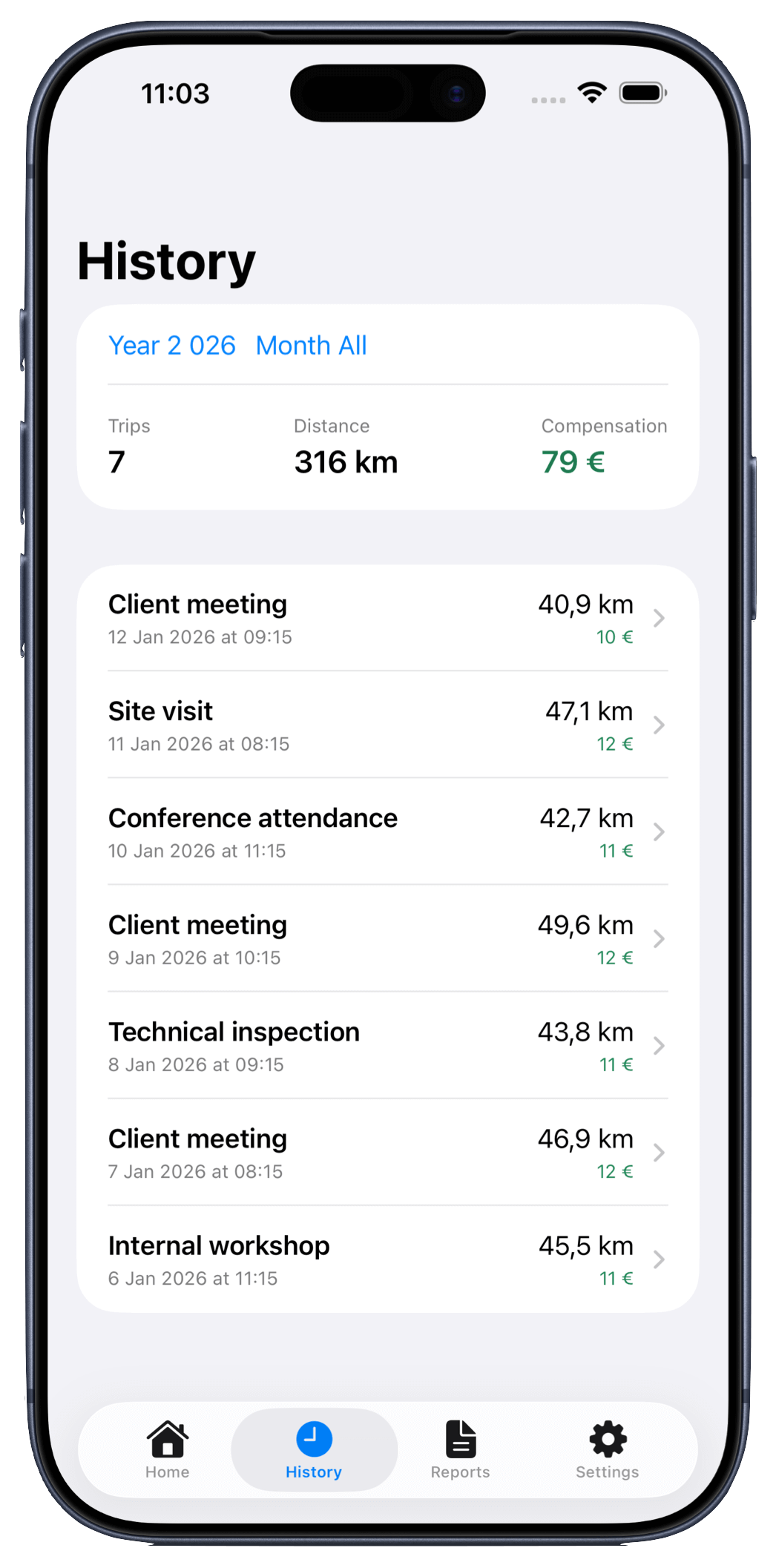 Mileage Journal - Screenshot 3 showing product features and functionality