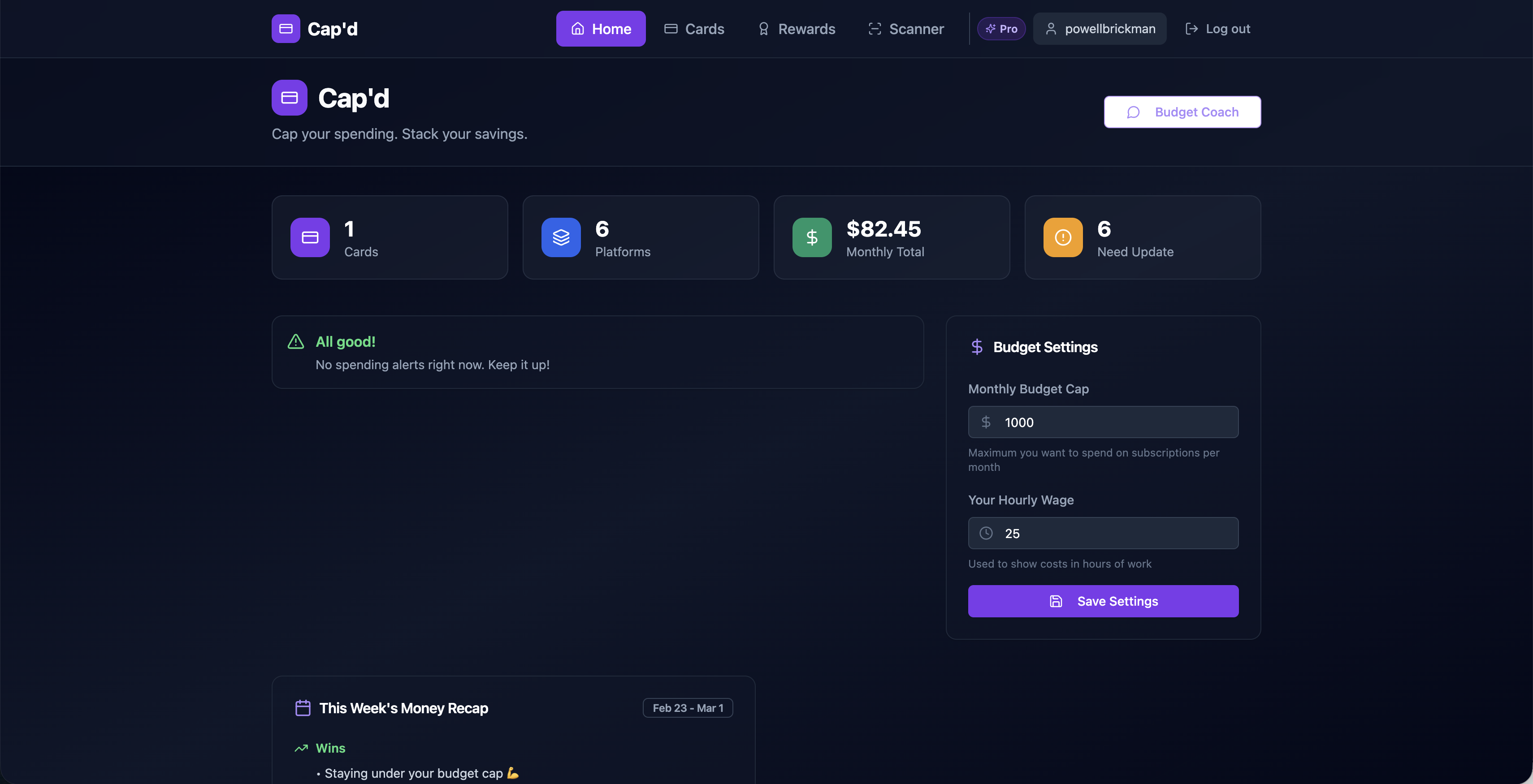 Cap'd - Screenshot 2 showing product features and functionality