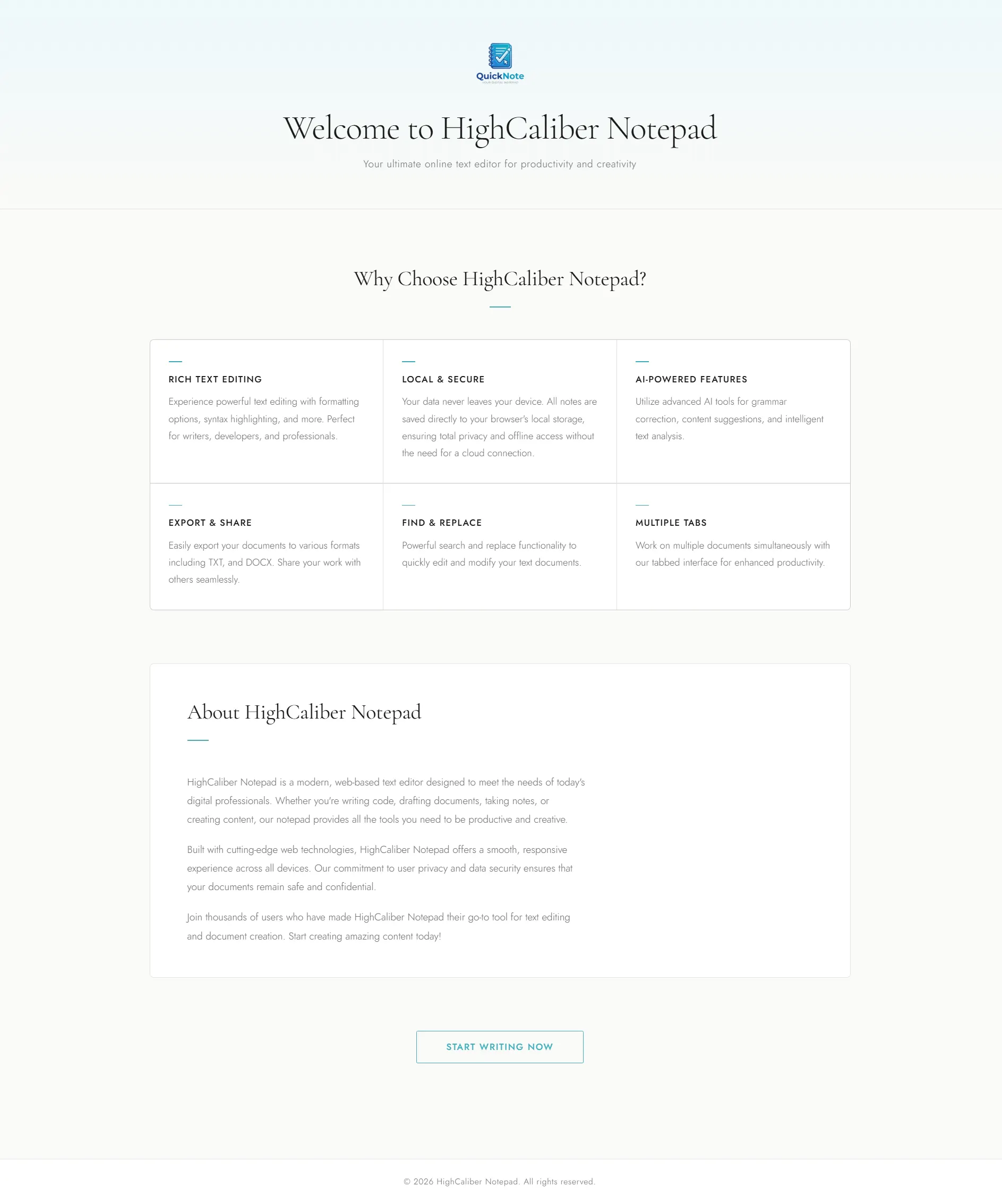 notepad.highcaliberr 제품 배너