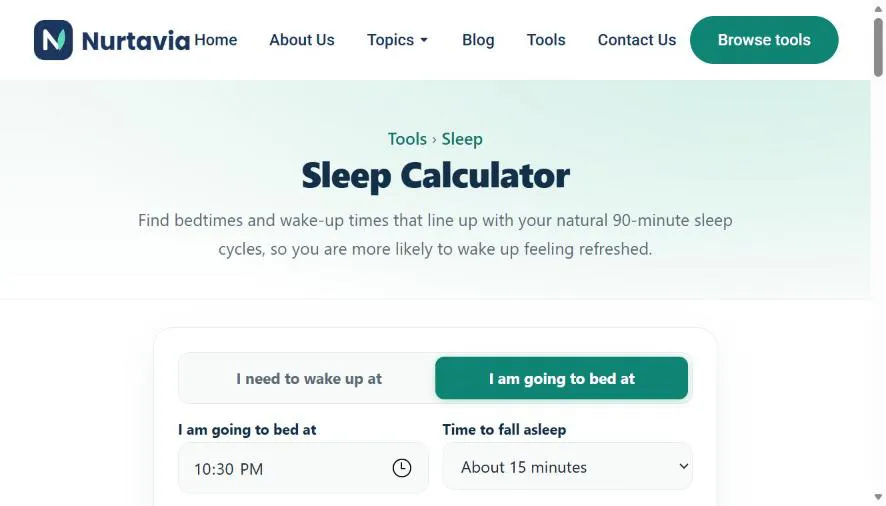 Nurtavia Sleep Calculator gallery image