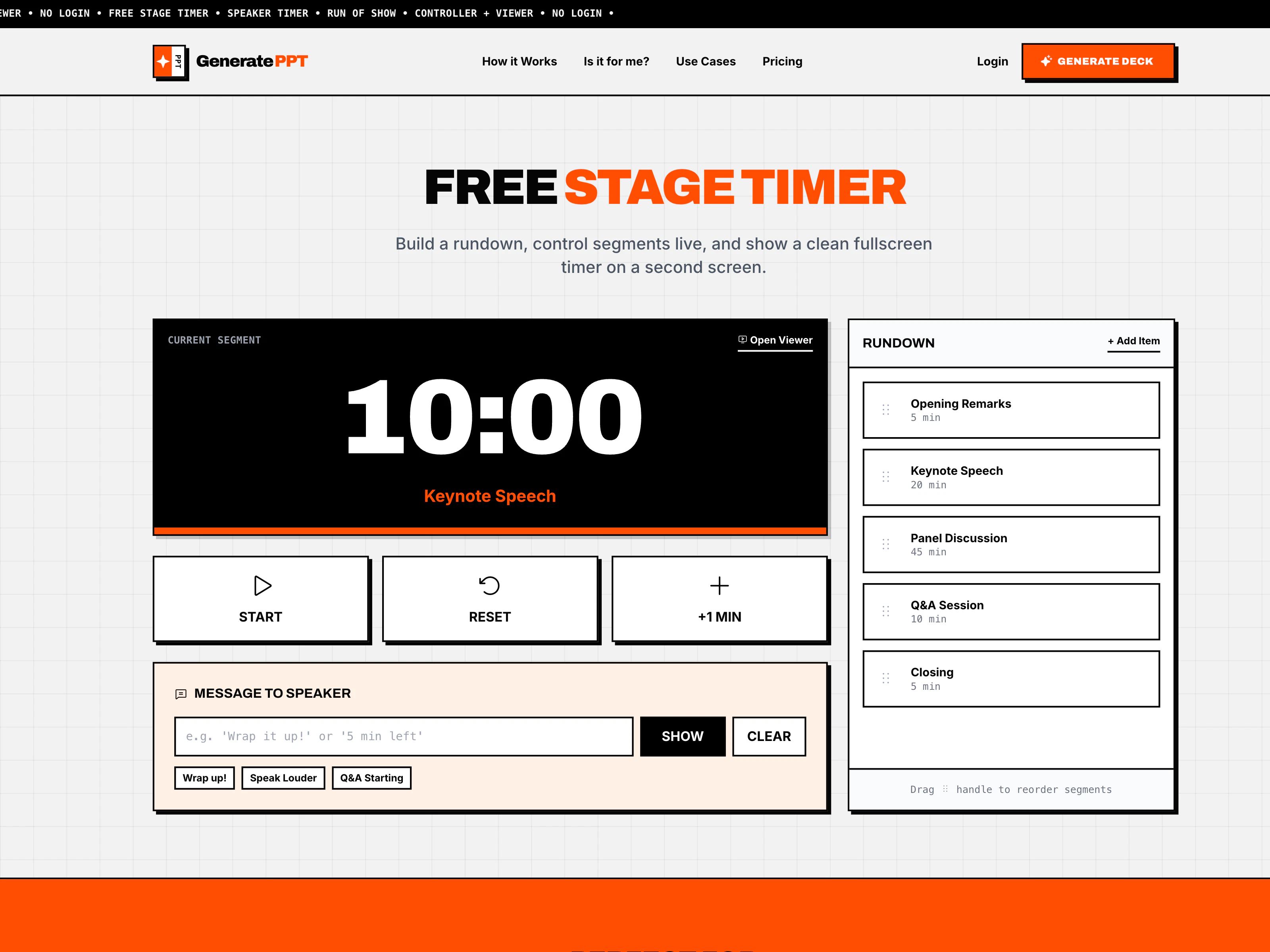 Free Stage Timer by GeneratePPT.com