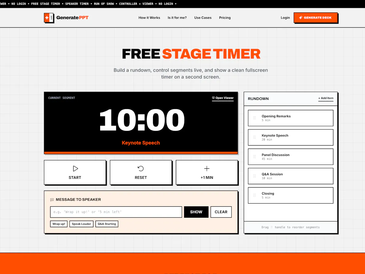 Free Stage Timer by GeneratePPT.com