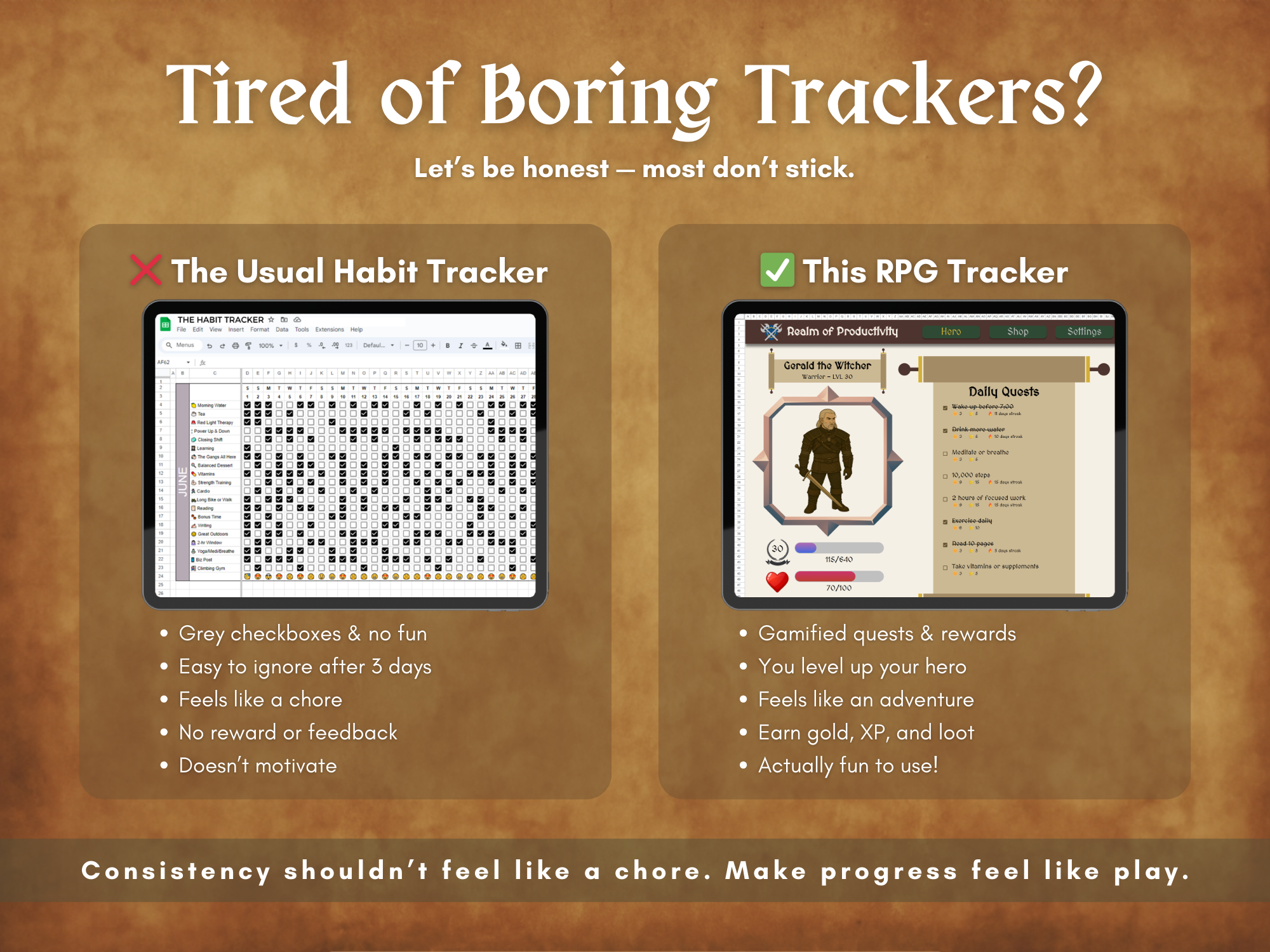 Habit Tracker as an RPG in Google Sheets gallery image