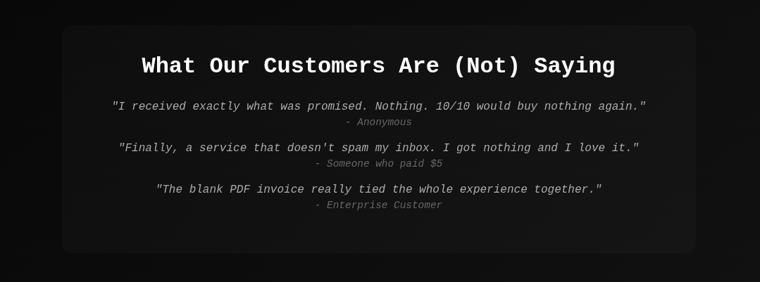 Nothing as a Service - Screenshot 2 showing product features and functionality