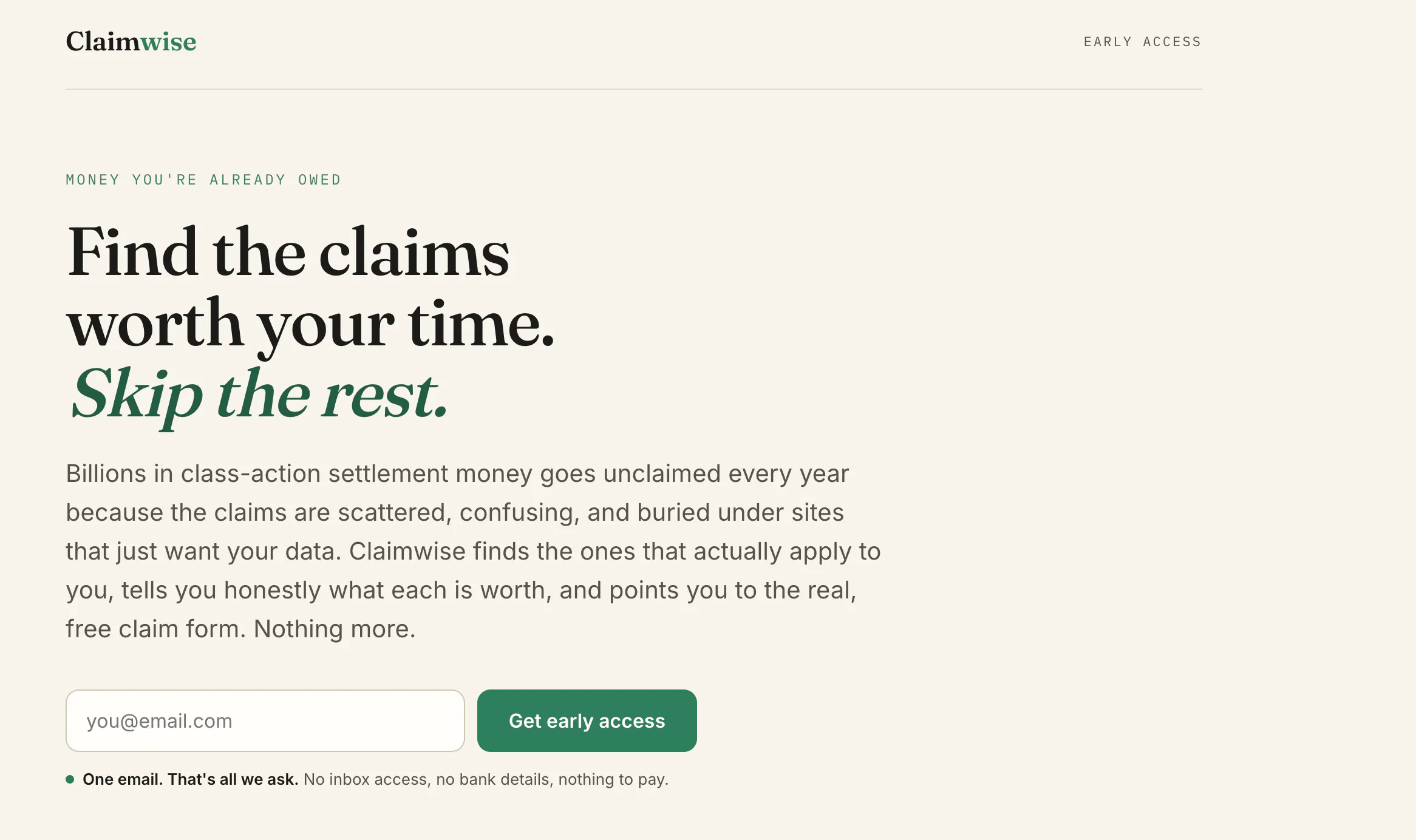Illustrative hero image for the Claimwise — find unclaimed money review.