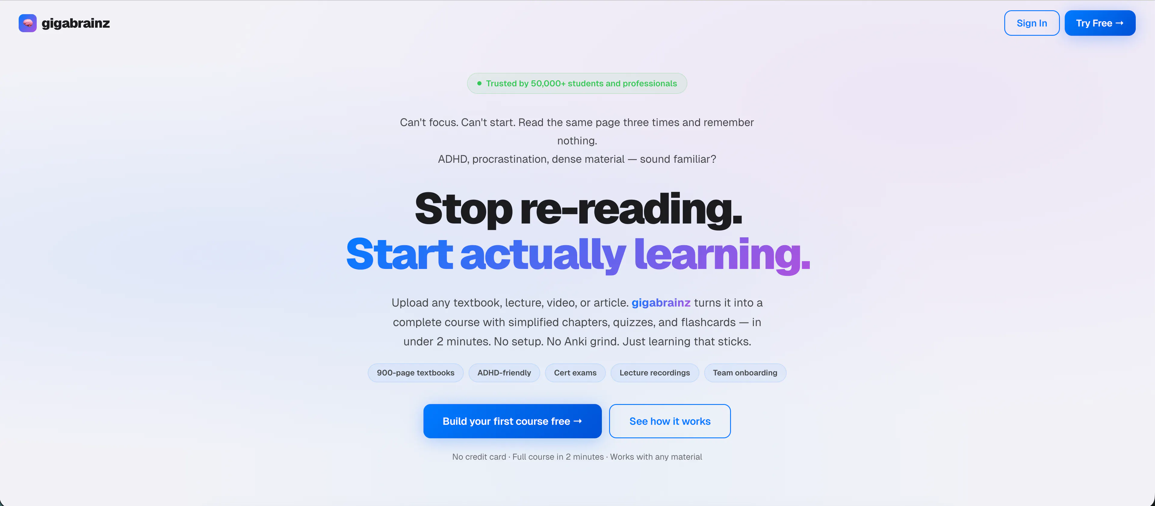 gigabrainz — Learn Anything, 10x Faster product banner
