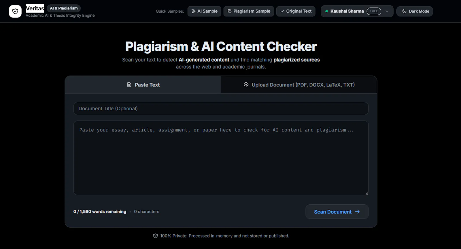 Veritas screenshot 2