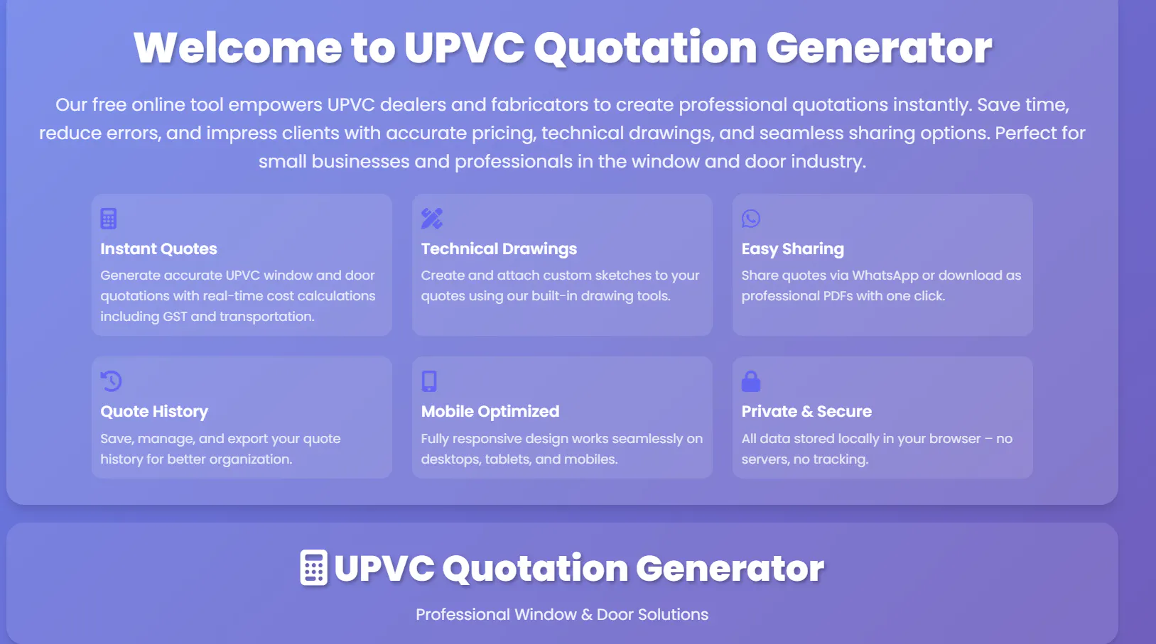 Instant Pricing Tool for UPVC Windows gallery image
