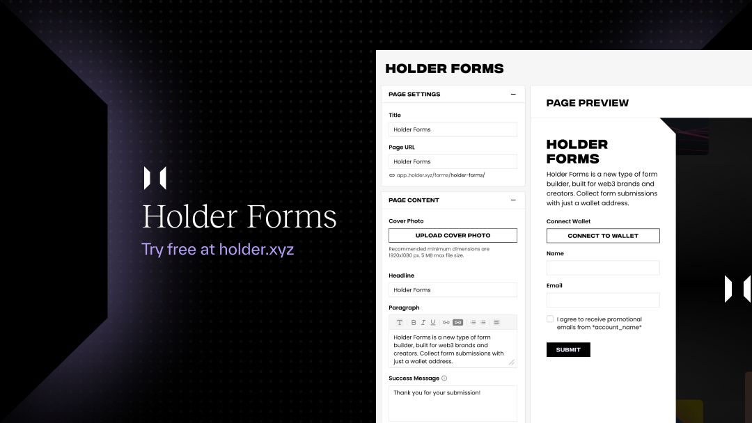 startuptile Holder Forms-The simplest way to create web3-enabled forms for free