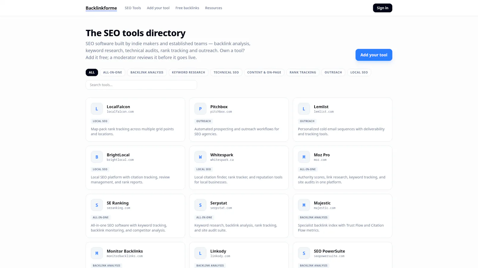 Backlinkforme — SEO Tools Directory screenshot 1