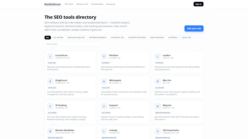 Backlinkforme — SEO Tools Directory screenshot 1