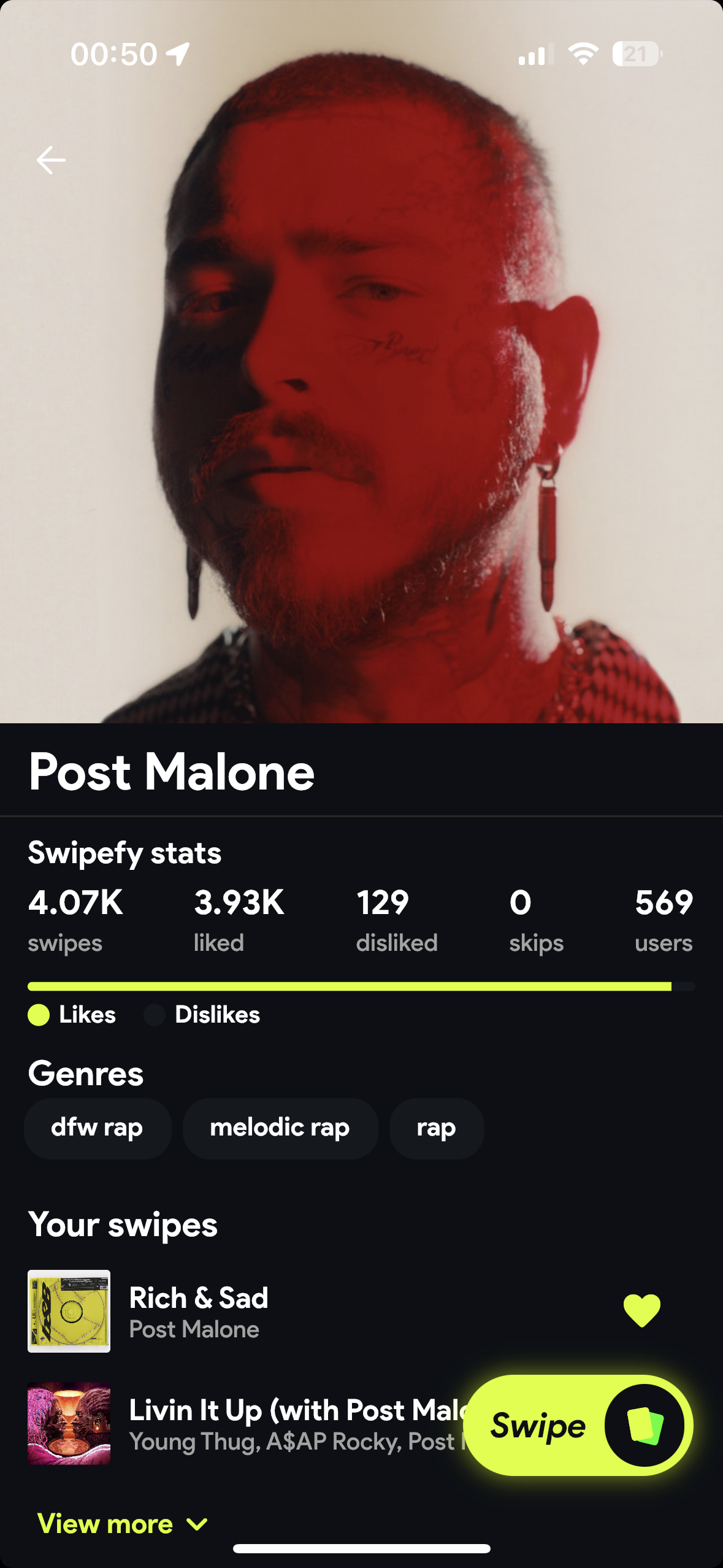 Свидеться для Spotify - Проведите влево до скучной музыки, проведите направо на Swipepy медиа 4