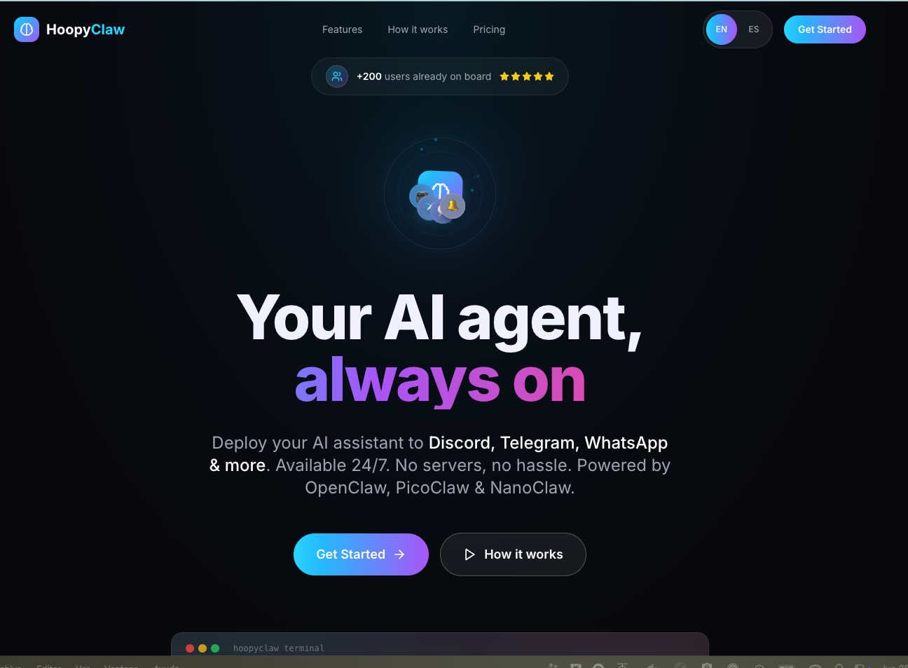 HoopyClaw - Main product screenshot demonstrating key features and user interface