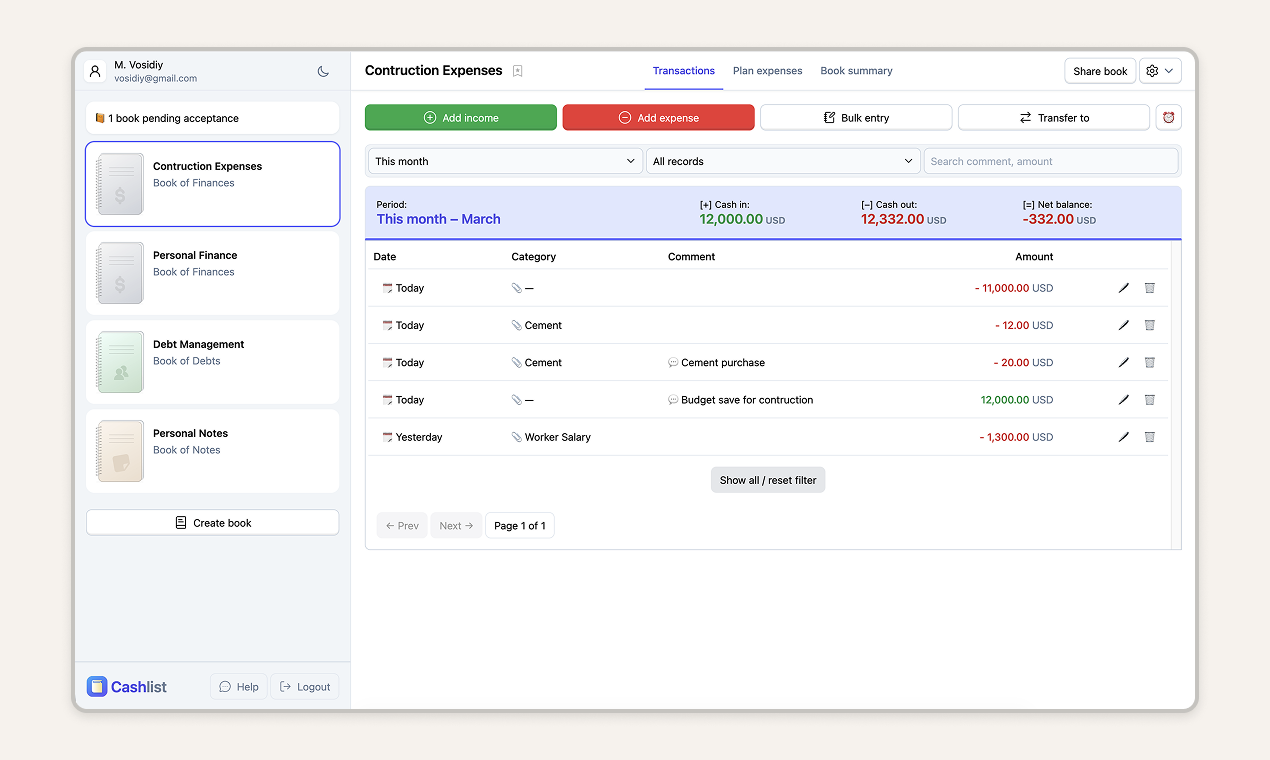 Cashlist - Screenshot 3 showing product features and functionality