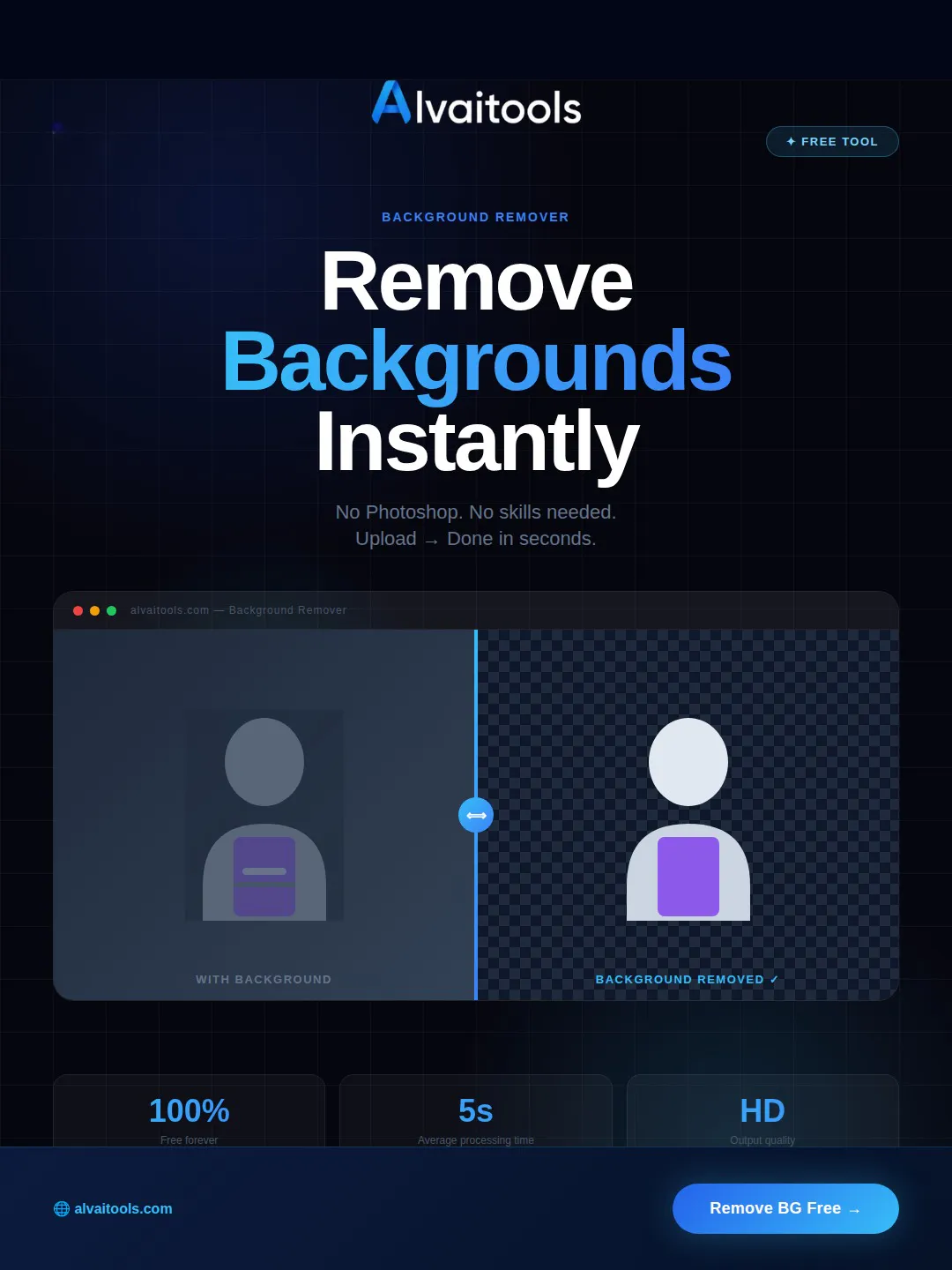 BG Remover • AlvaiTools のプロダクトバナー