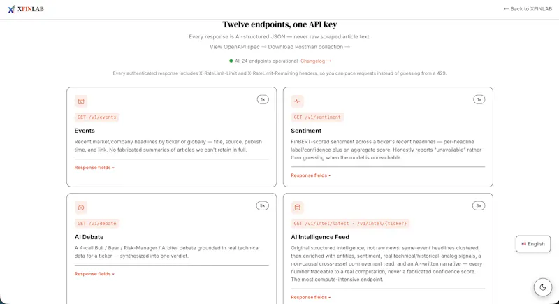 XFINLAB Intelligence API screenshot 4