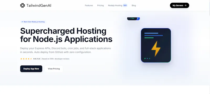 TailwindGenAI Nodejs hosting screenshot 1