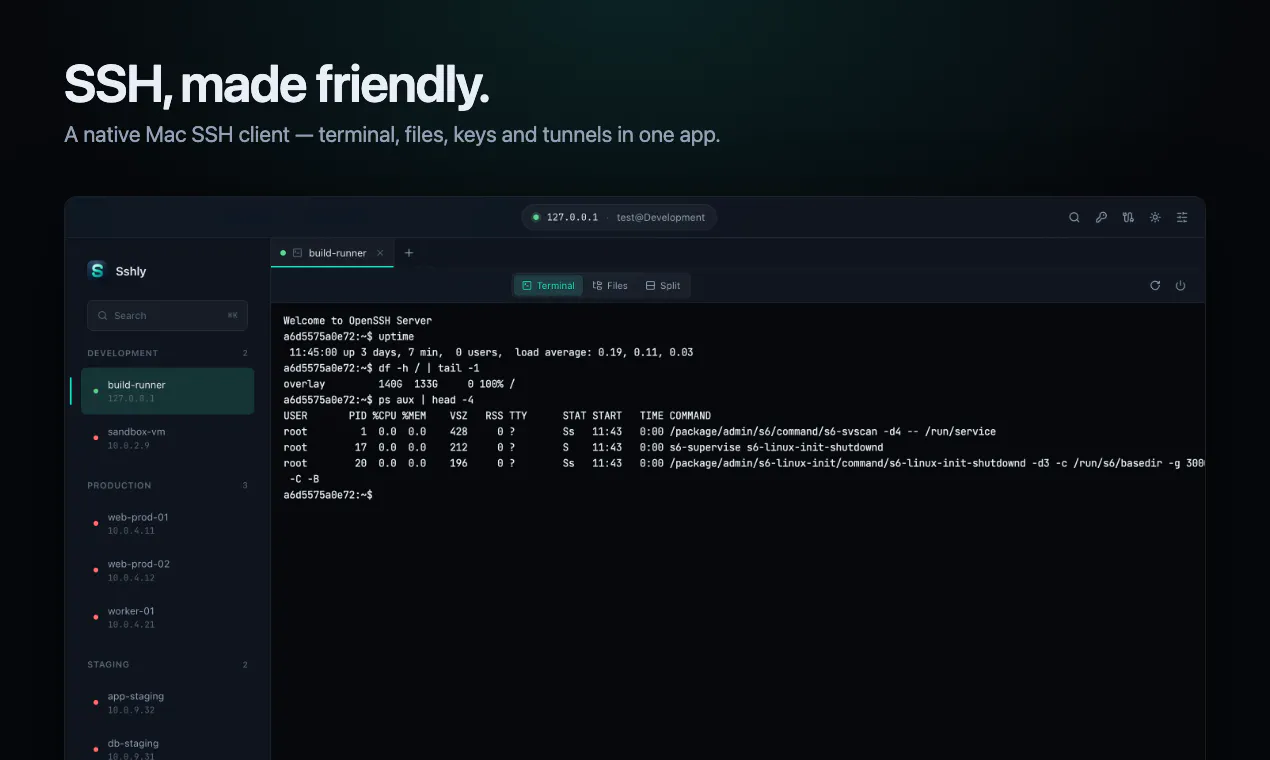 Sshly — SSH, made friendly. gallery image