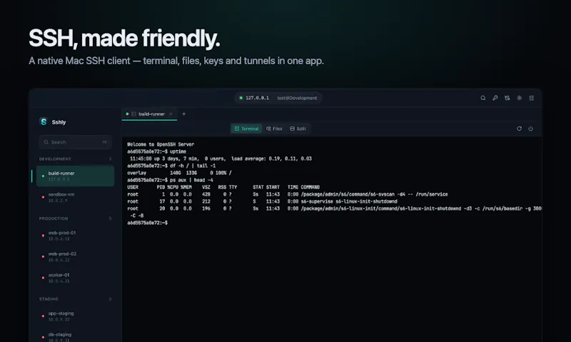 Sshly — SSH, made friendly. screenshot 1
