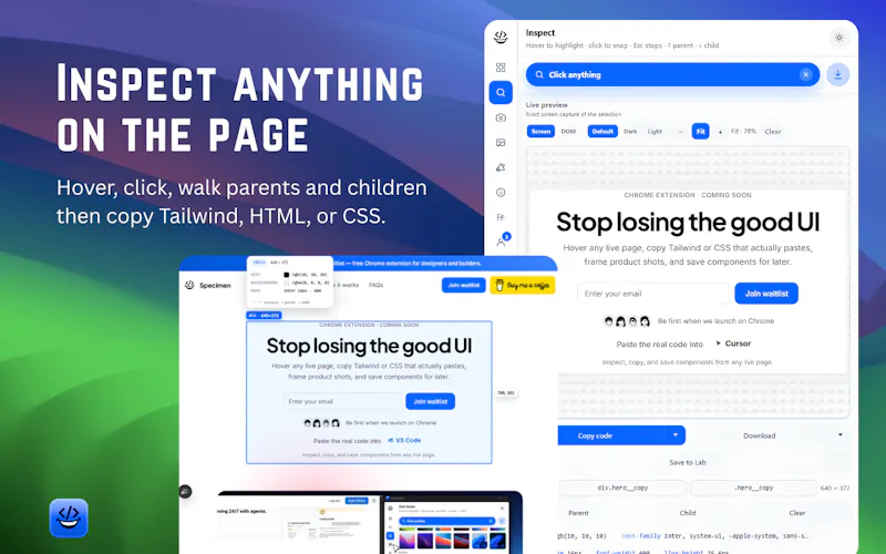Specimen — Inspect & copy UI screenshot 1