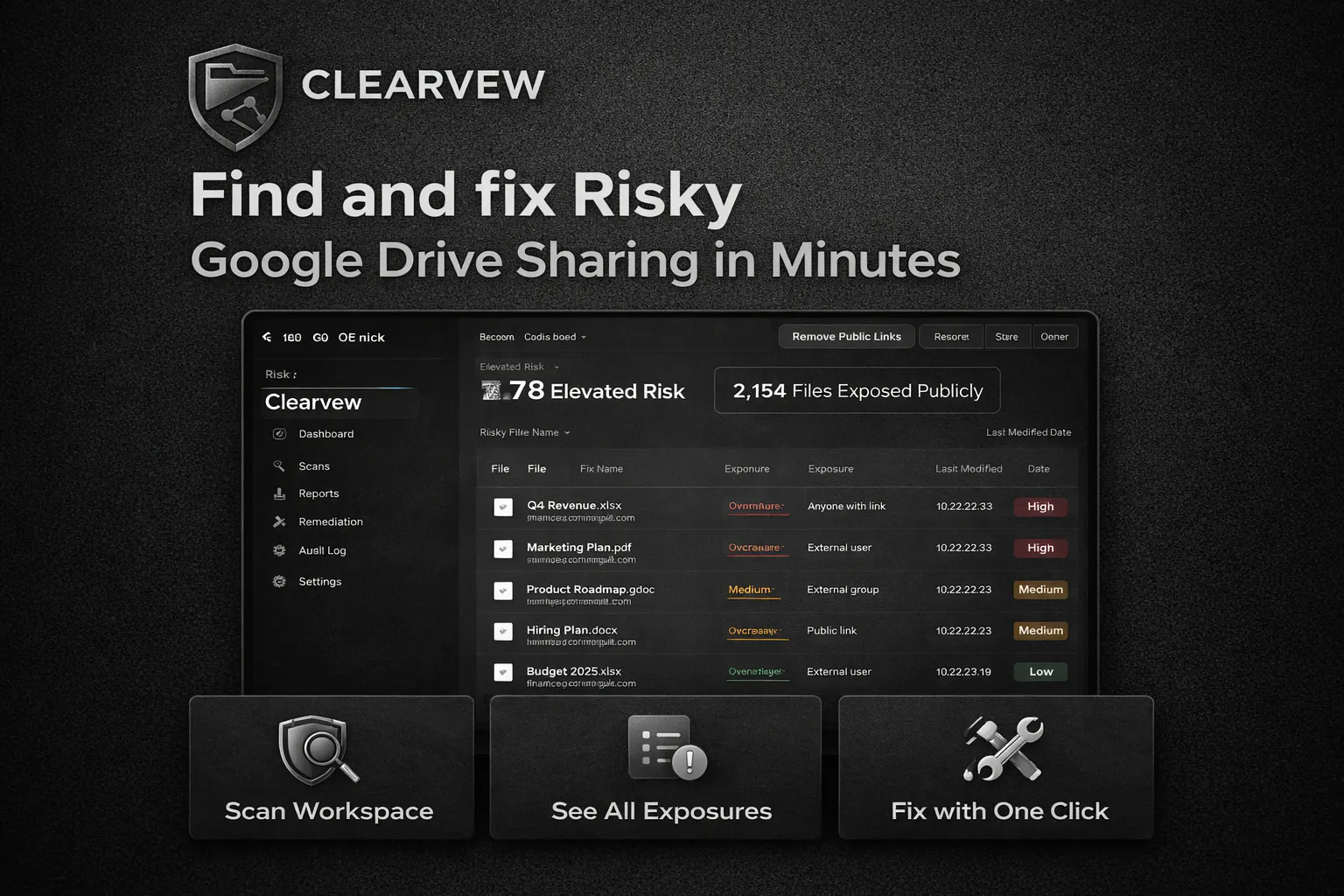 Clearvew - Fix risky Drive sharing のプロダクトバナー