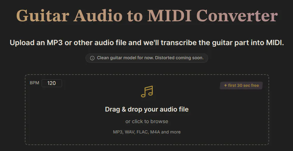 Guitar Audio to MIDI Converter 截图