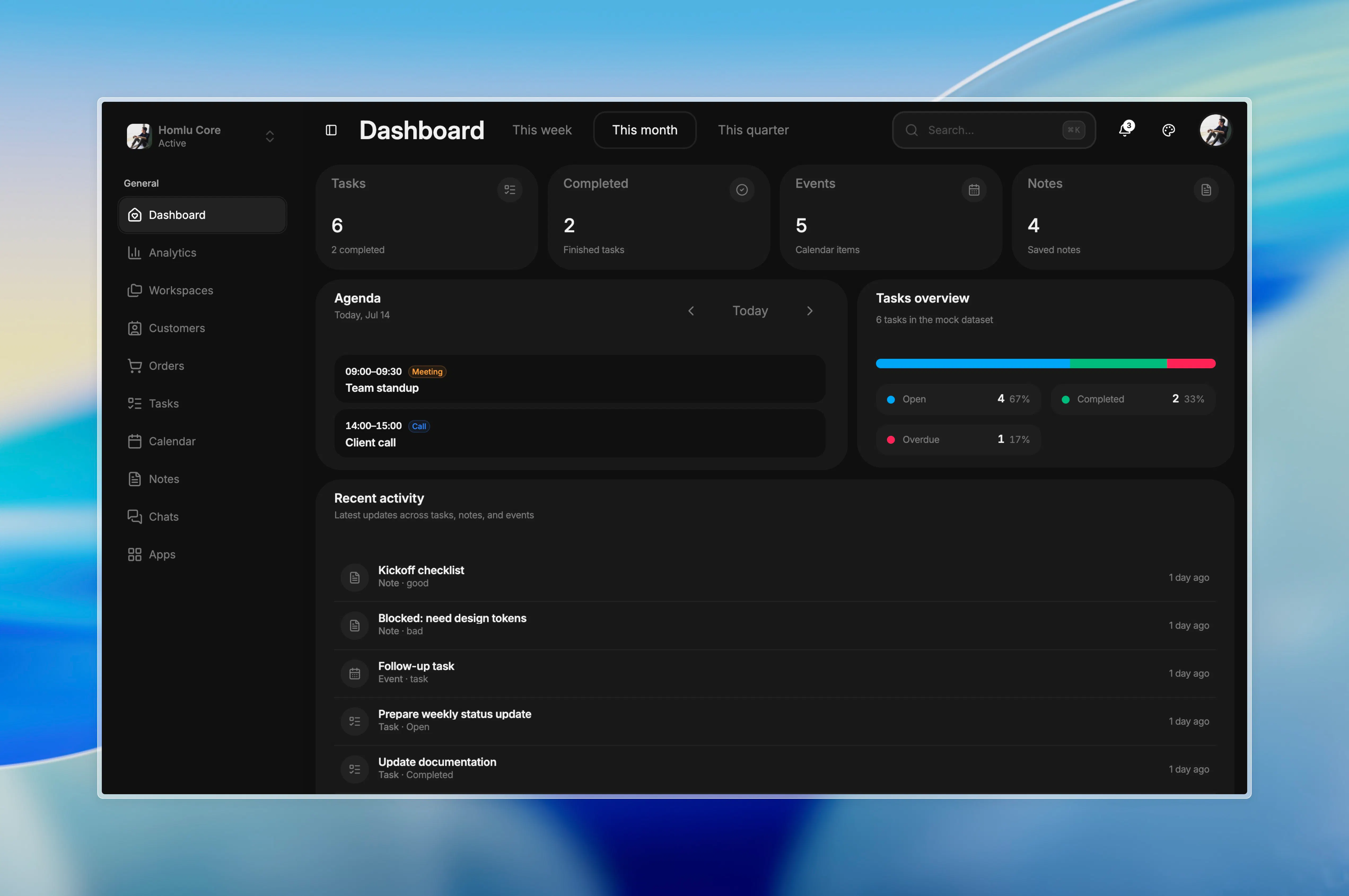Homlu Dashboard Template gallery image
